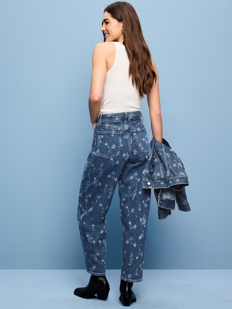 High-Waisted Barrel Ankle Jeans