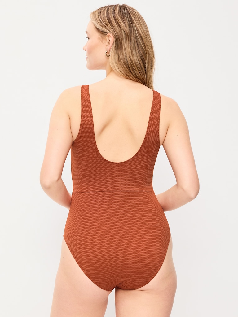 Textured One-Piece Cut-Out Swimsuit
