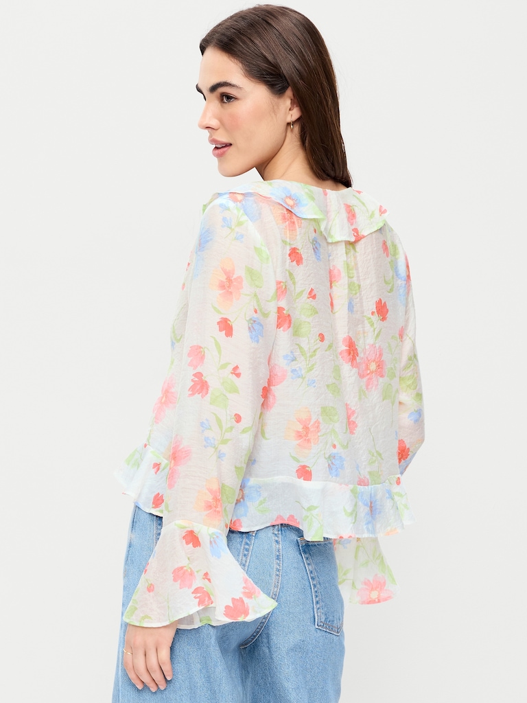 Bell-Sleeve Ruffle Top