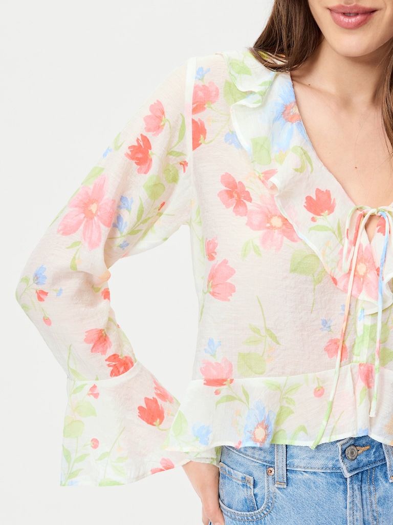 Bell-Sleeve Ruffle Top