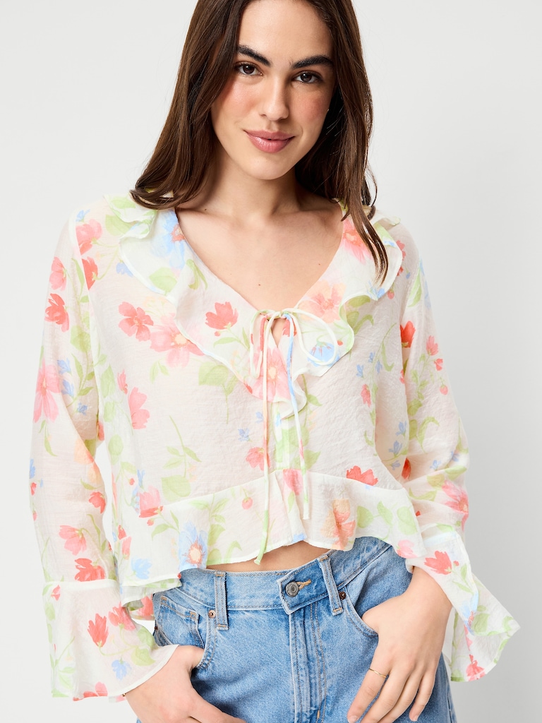 Bell-Sleeve Ruffle Top