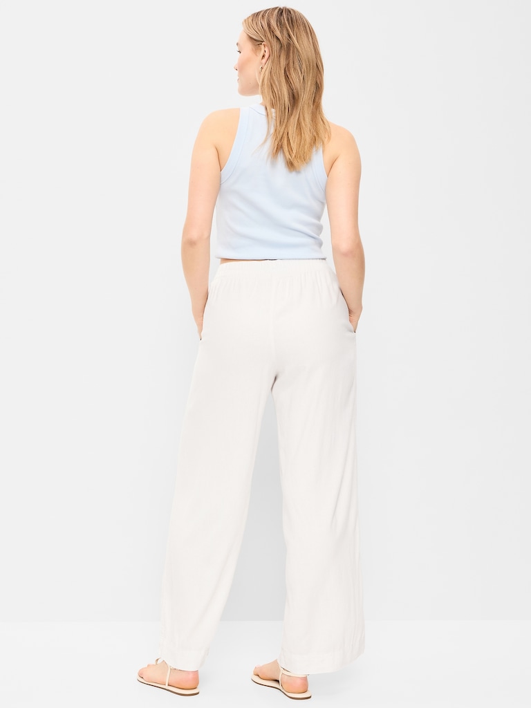 High-Waisted Linen-Blend Wide-Leg Pants