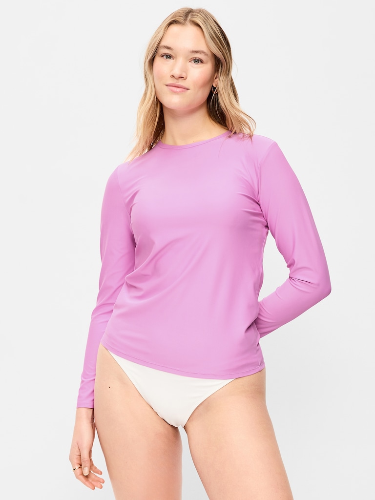 Long-Sleeve Matte Rashguard Swim Top