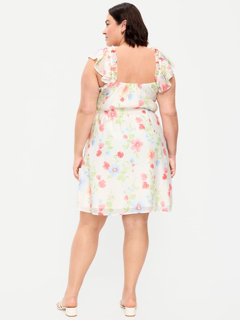 Flutter-Sleeve Fit & Flare Mini Dress