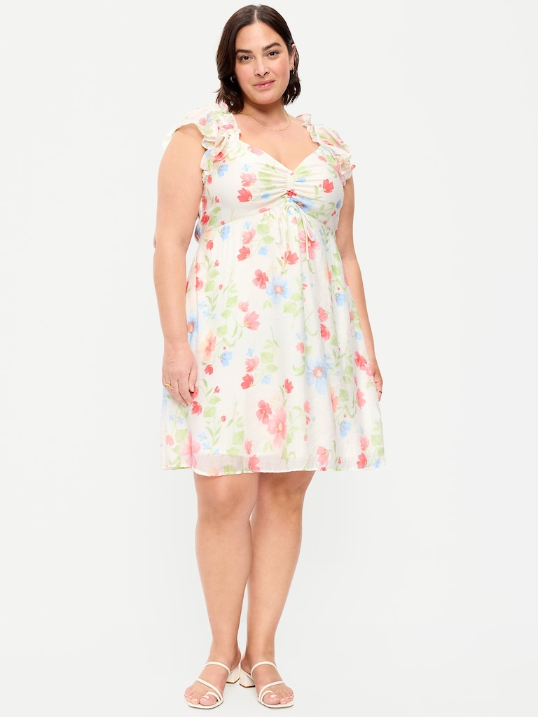 Flutter-Sleeve Fit & Flare Mini Dress