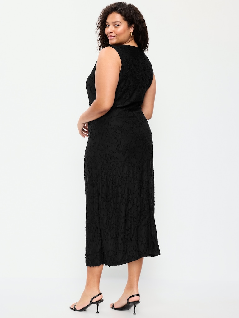 Side-Drape Jersey Jaquard Midi Dress