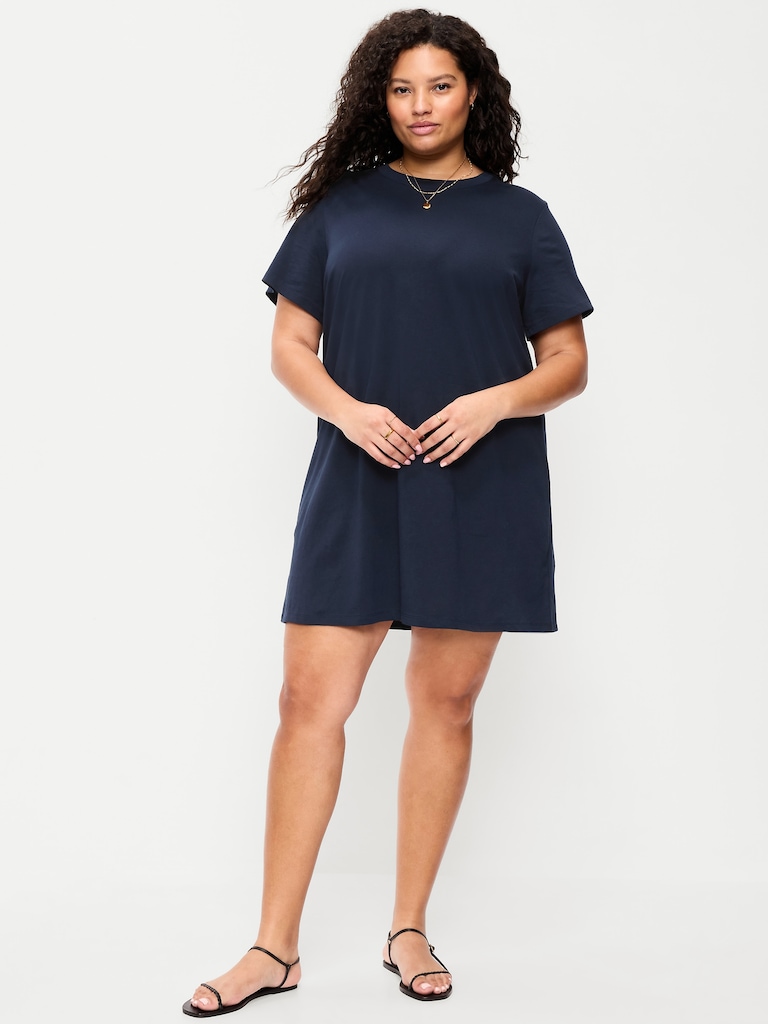 Vintage Crew-Neck Mini T-Shirt Dress
