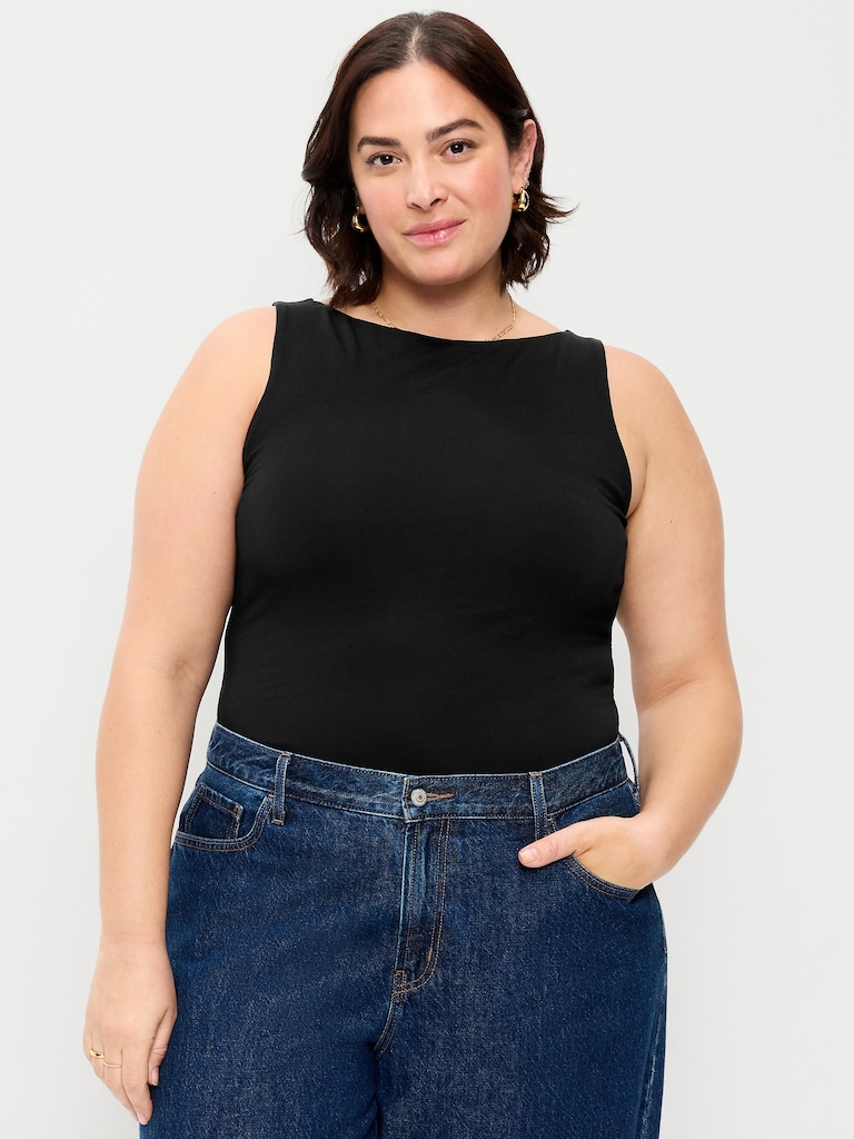 Hug Double-Layer Boat-Neck Top