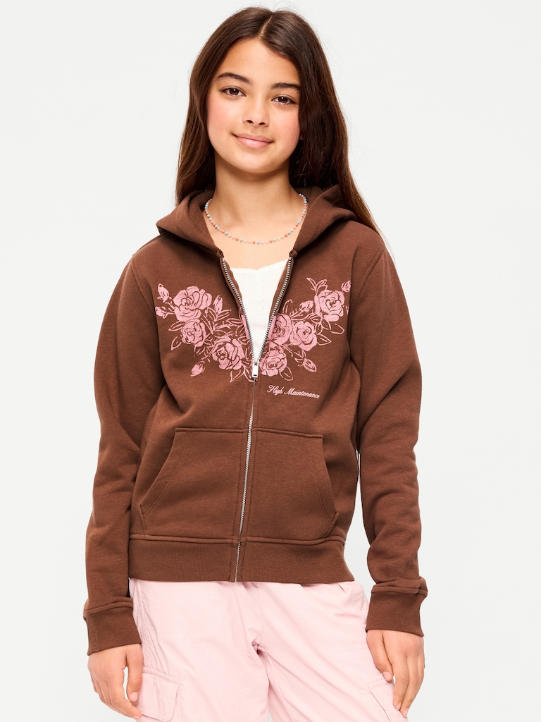 Fitted Long-Sleeve Graphic Hoodie for Girls