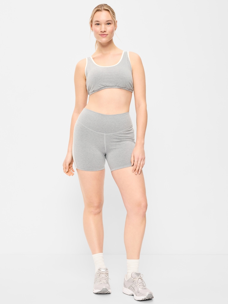 High-Waisted PowerChill Side-Stripe Biker Shorts -- 5-inch inseam