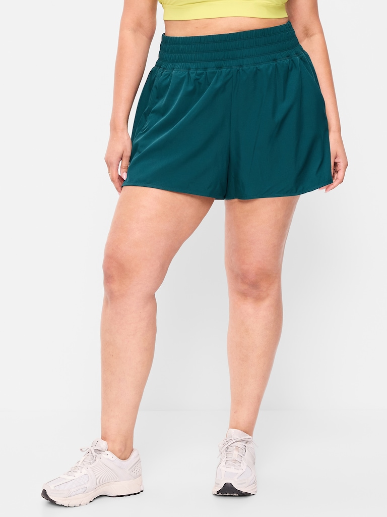 Extra High-Waisted Crinkle Run Shorts -- 3-inch inseam
