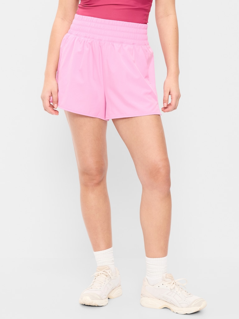 Extra High-Waisted Crinkle Run Shorts -- 3-inch inseam