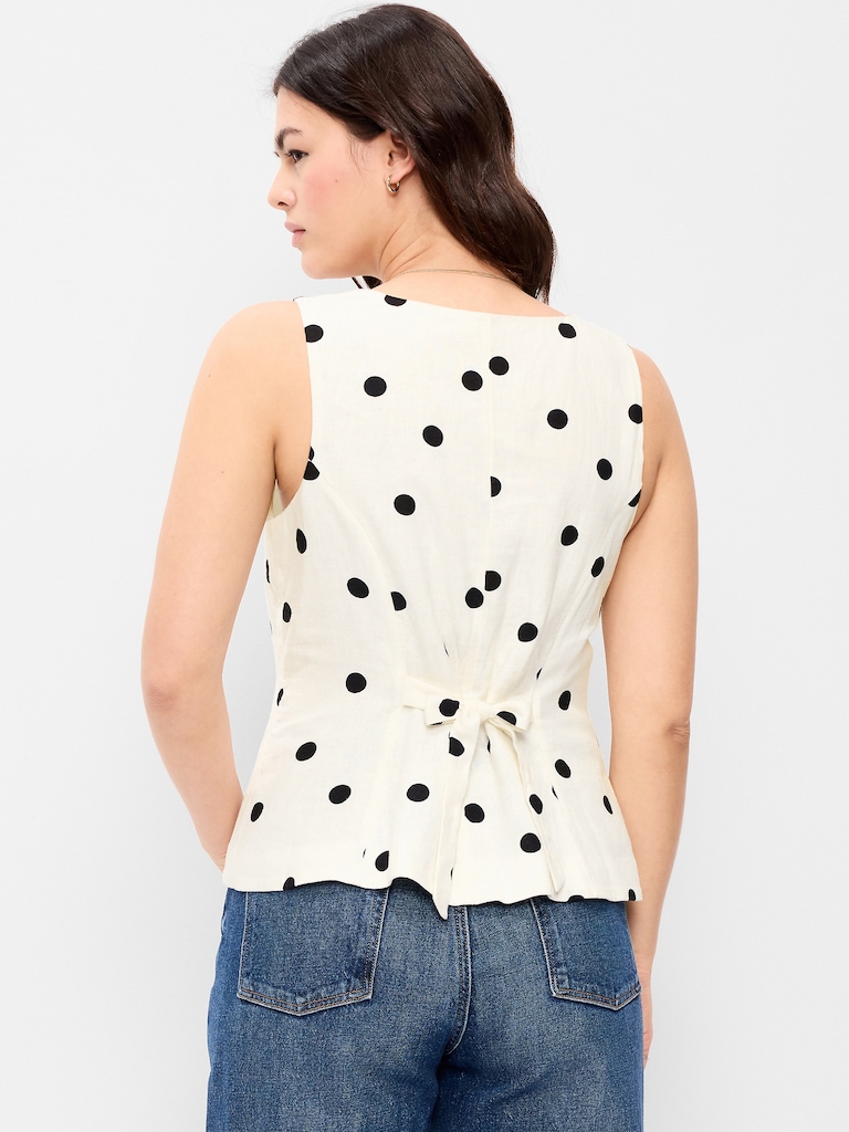 Button-Down Linen Blend Top