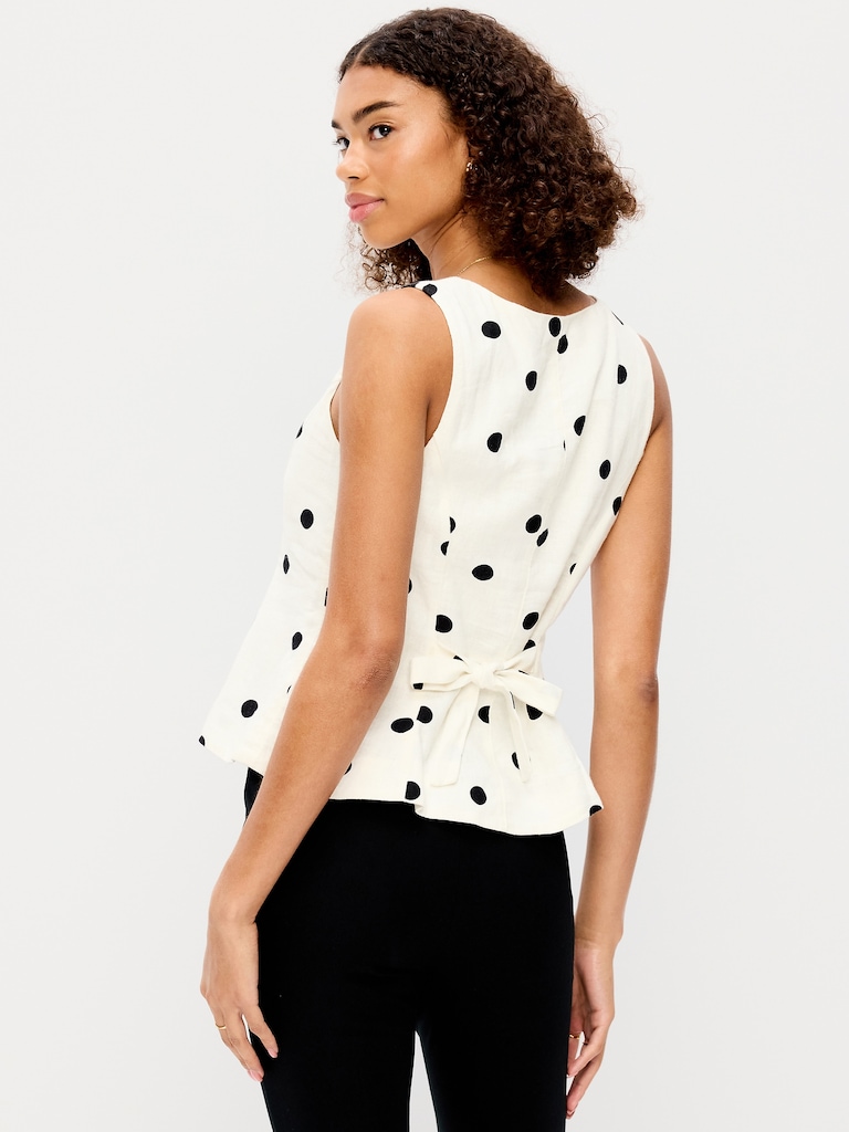 Button-Down Linen Blend Top