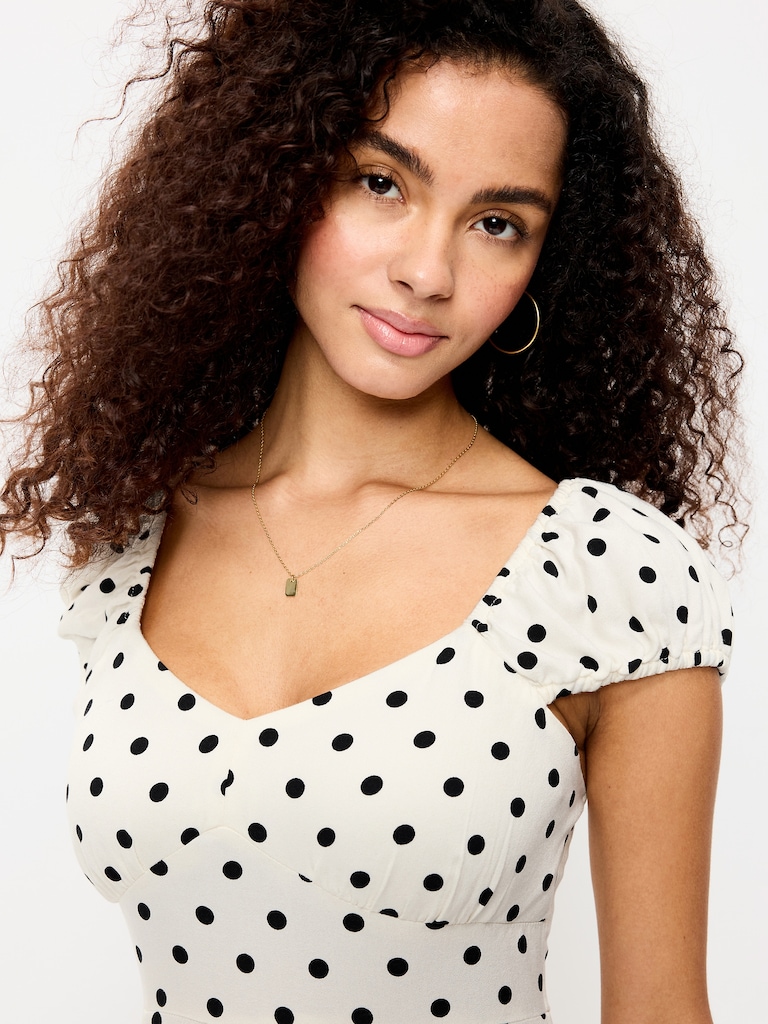 Short-Sleeve Fit & Flare Midi Dress