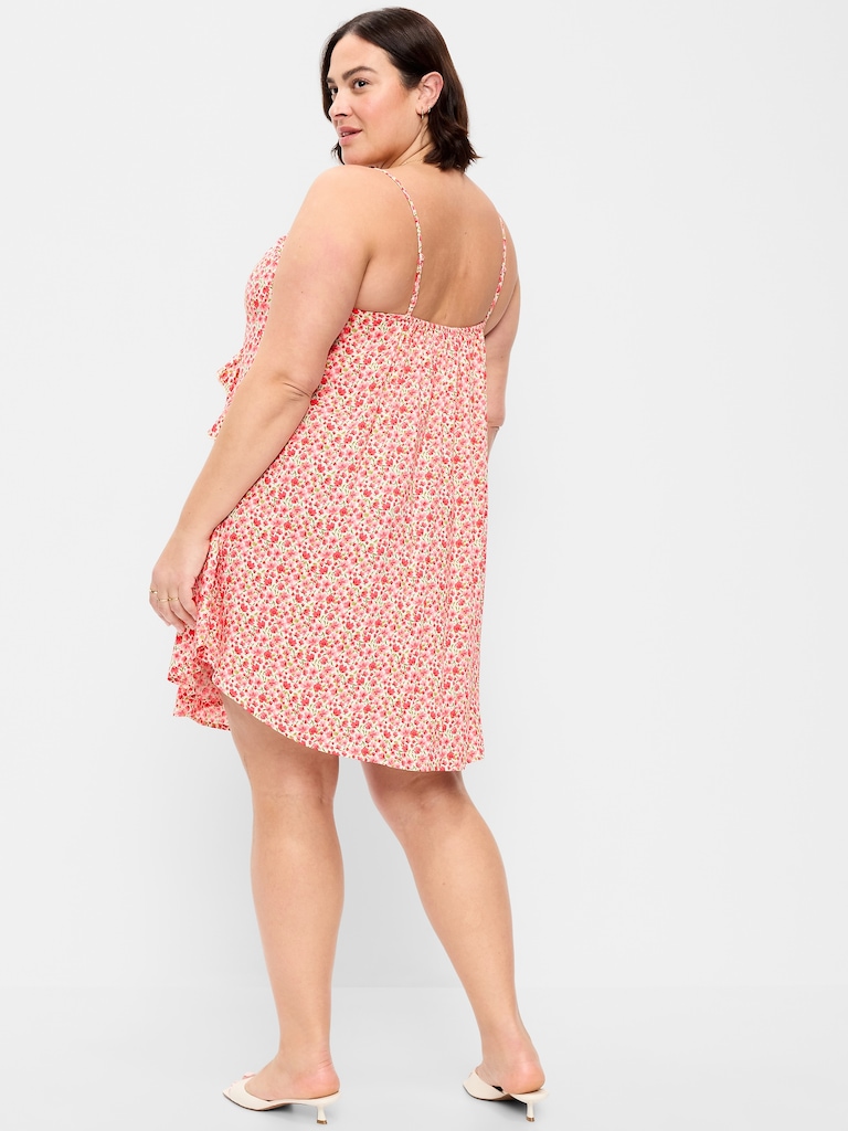 Ruffle-Trim Asymmetrical Mini Dress