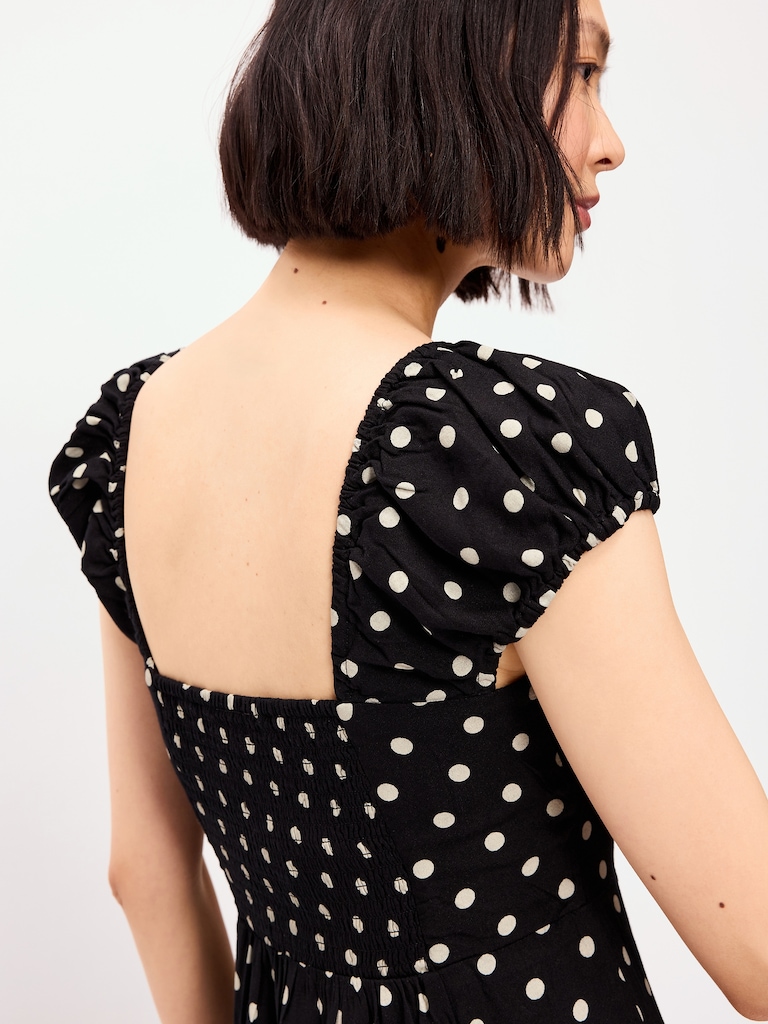 Short-Sleeve Fit & Flare Midi Dress