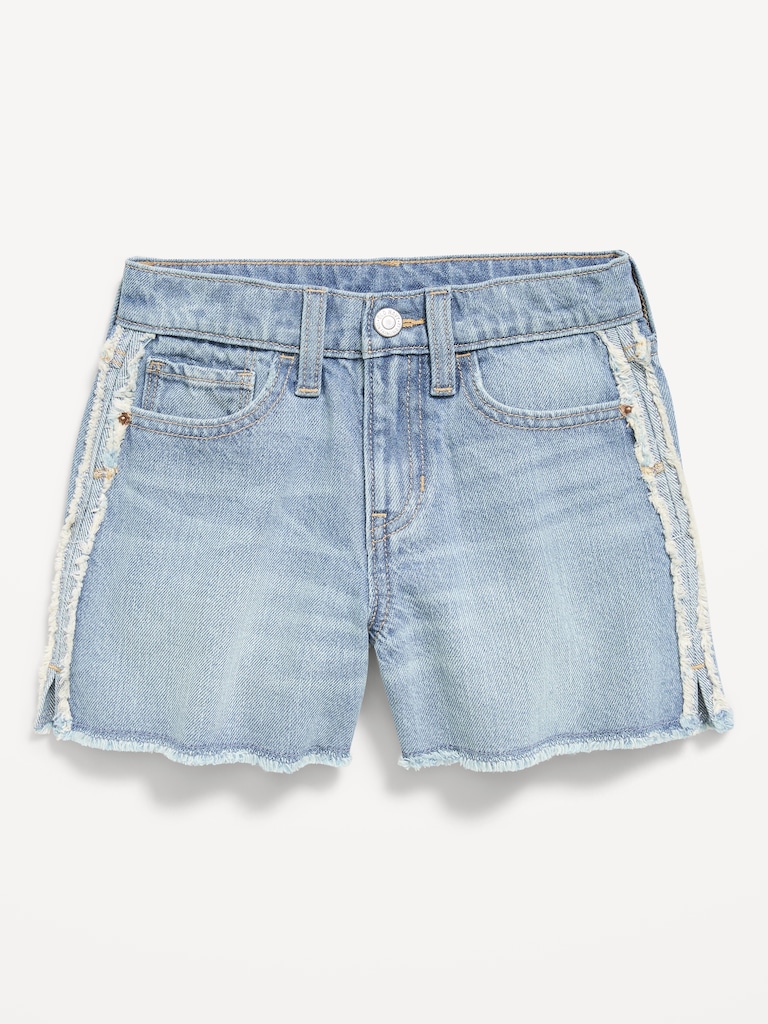 Short en denim à taille très haute à ourlet effiloché pour fille