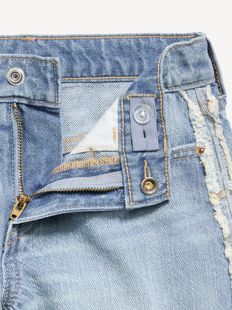 Short en denim à taille très haute à ourlet effiloché pour fille
