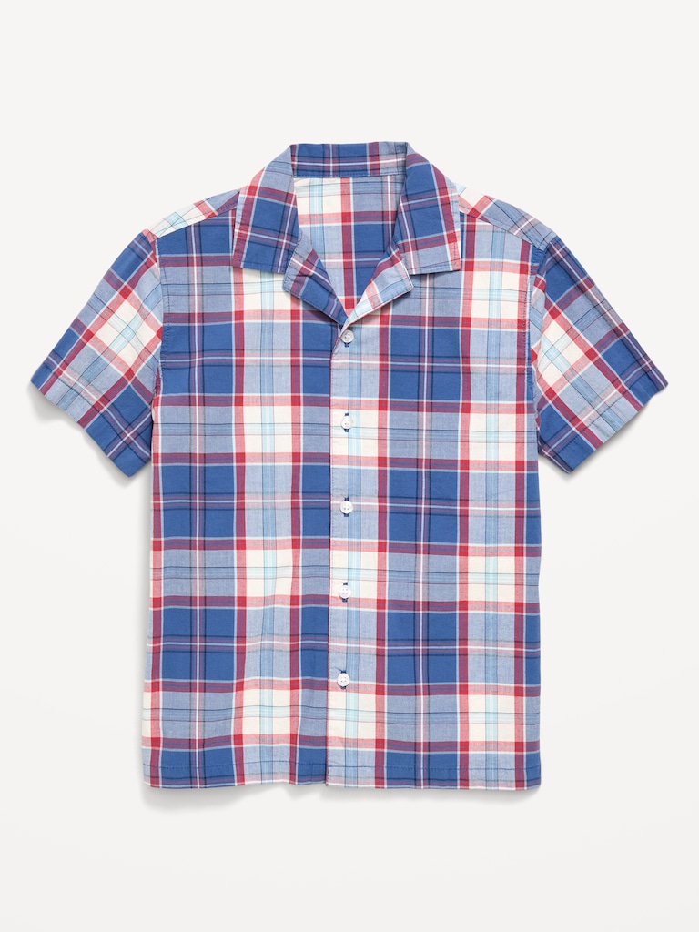Short-Sleeve Plaid Poplin Shirt for Boys