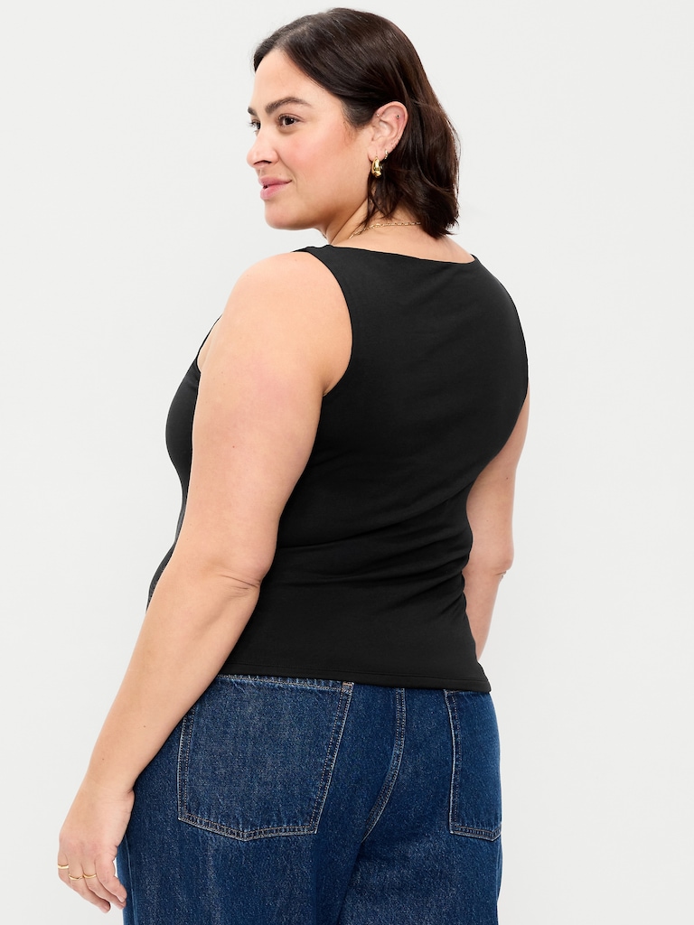 Hug Double-Layer Boat-Neck Top