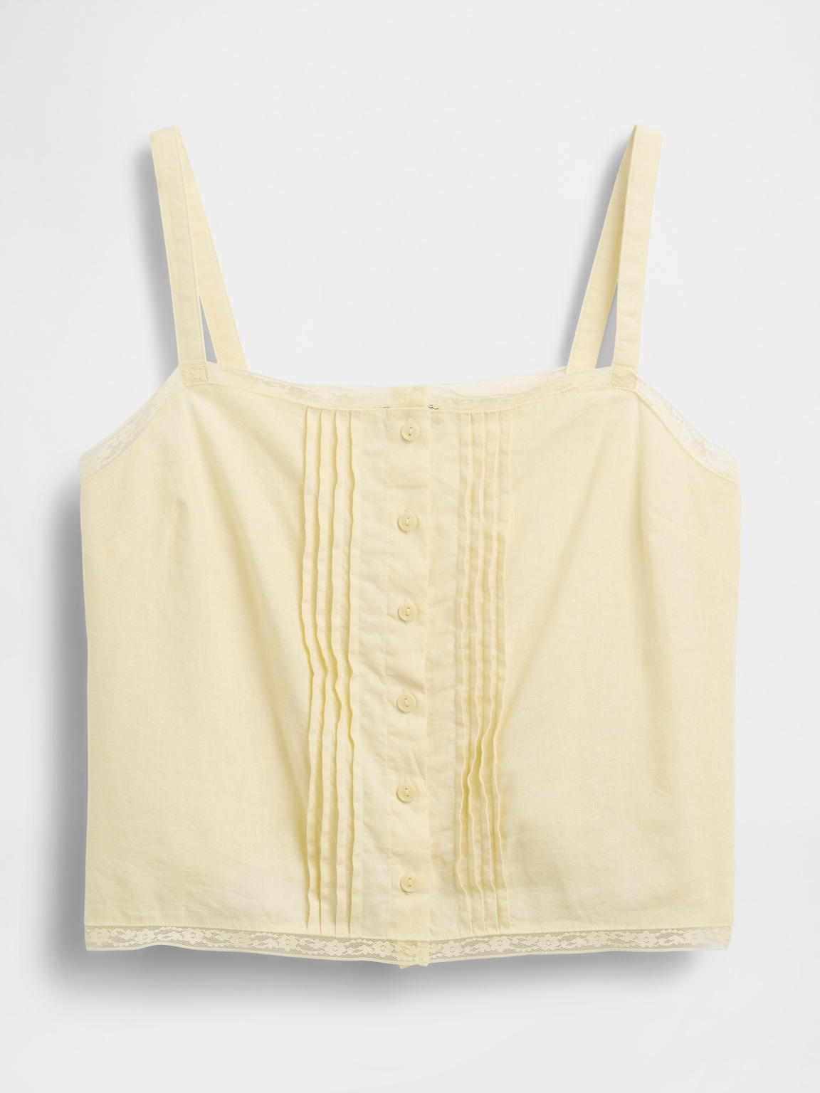 Linen-Blend Pintuck Crop PJ Tank Top