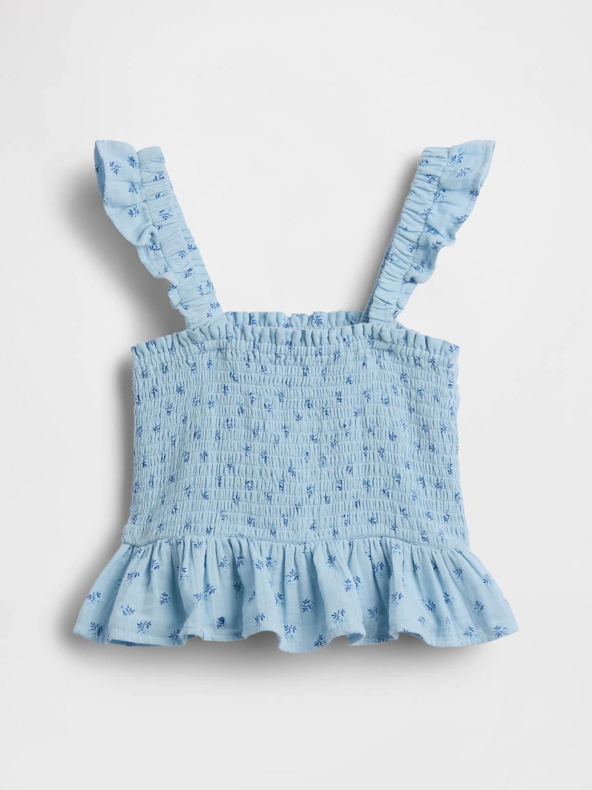 Kids Cotton Gauze Smocked Peplum Top