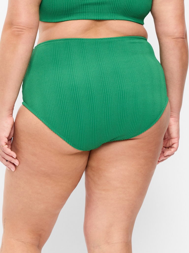 High-Waisted Ribbed Bikini Swim Bottoms