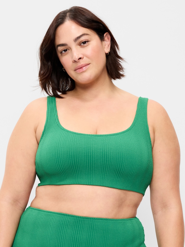 Ribbed Scoop-Neck Swim Top