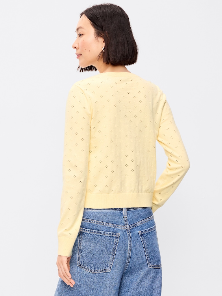 SoSoft Lite Cropped Pointelle Cardigan