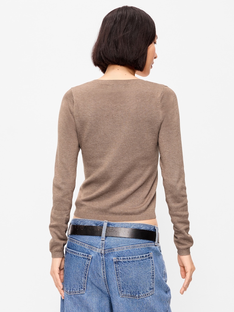 Fitted Scoop-Neck Cropped Jersey Sweater
