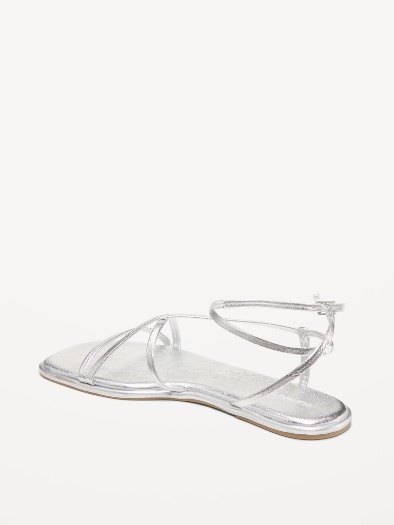 Strappy Faux-Leather Sandals