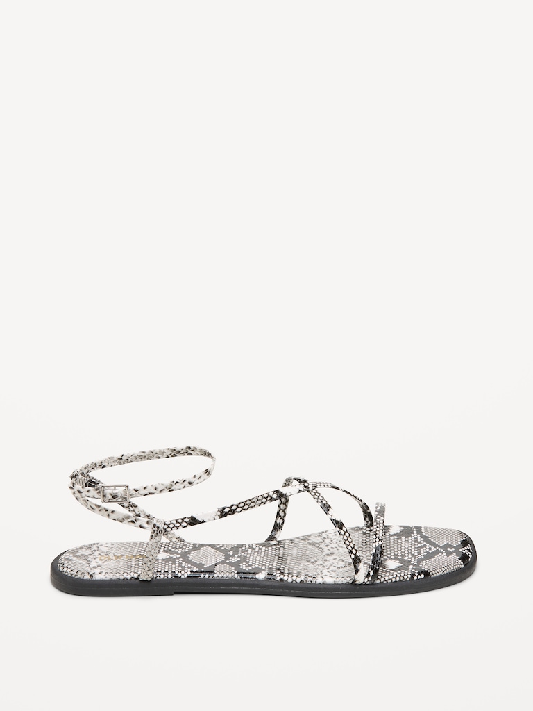 Strappy Faux-Leather Sandals