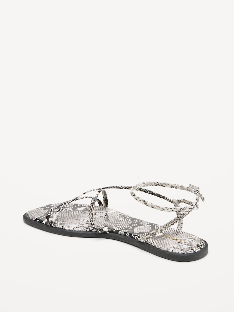 Strappy Faux-Leather Sandals