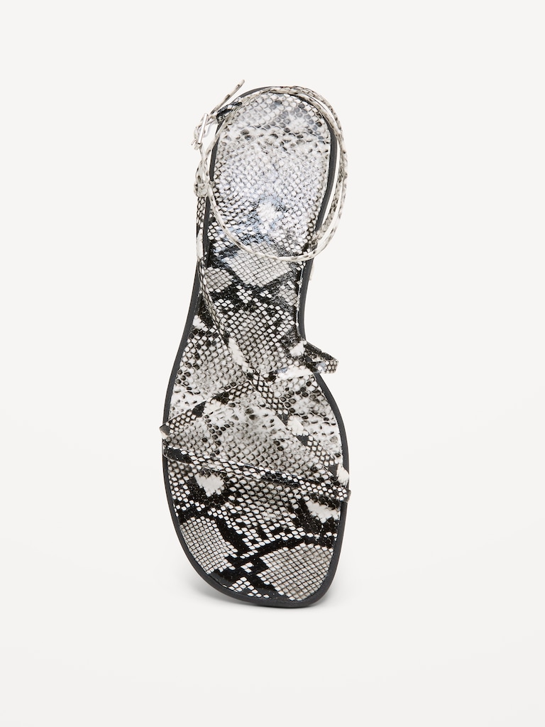 Strappy Faux-Leather Sandals