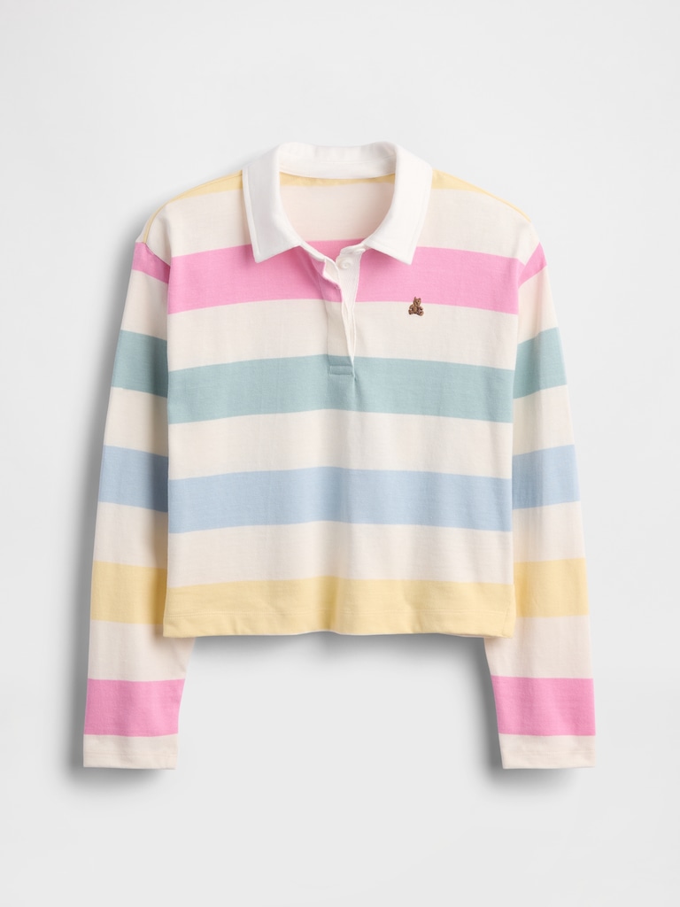 Kids Oversized Rugby Stripe Polo Shirt