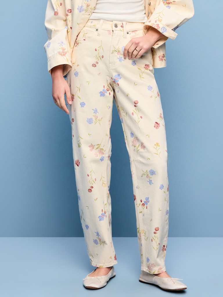 High-Waisted Barrel Jeans