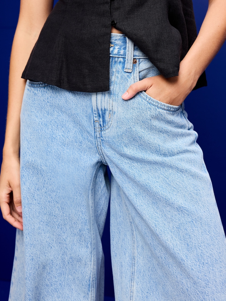 Mid-Rise Baggy Cropped Jeans