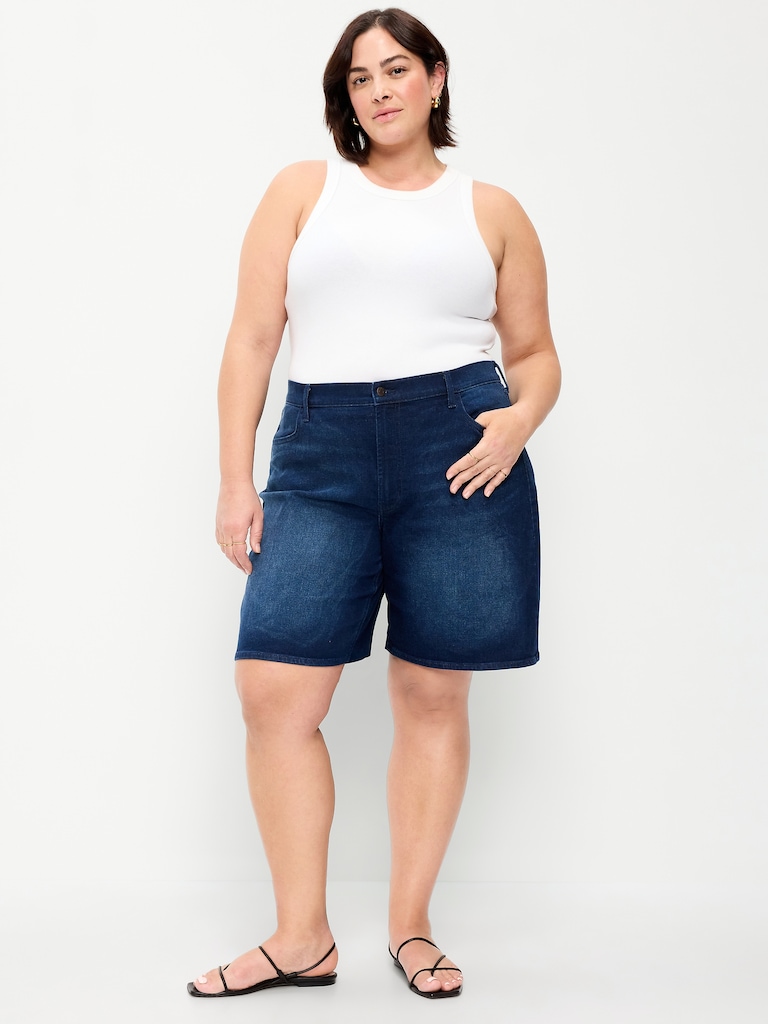 High-Waisted Wow Bermuda Jean Shorts -- 9-inch inseam