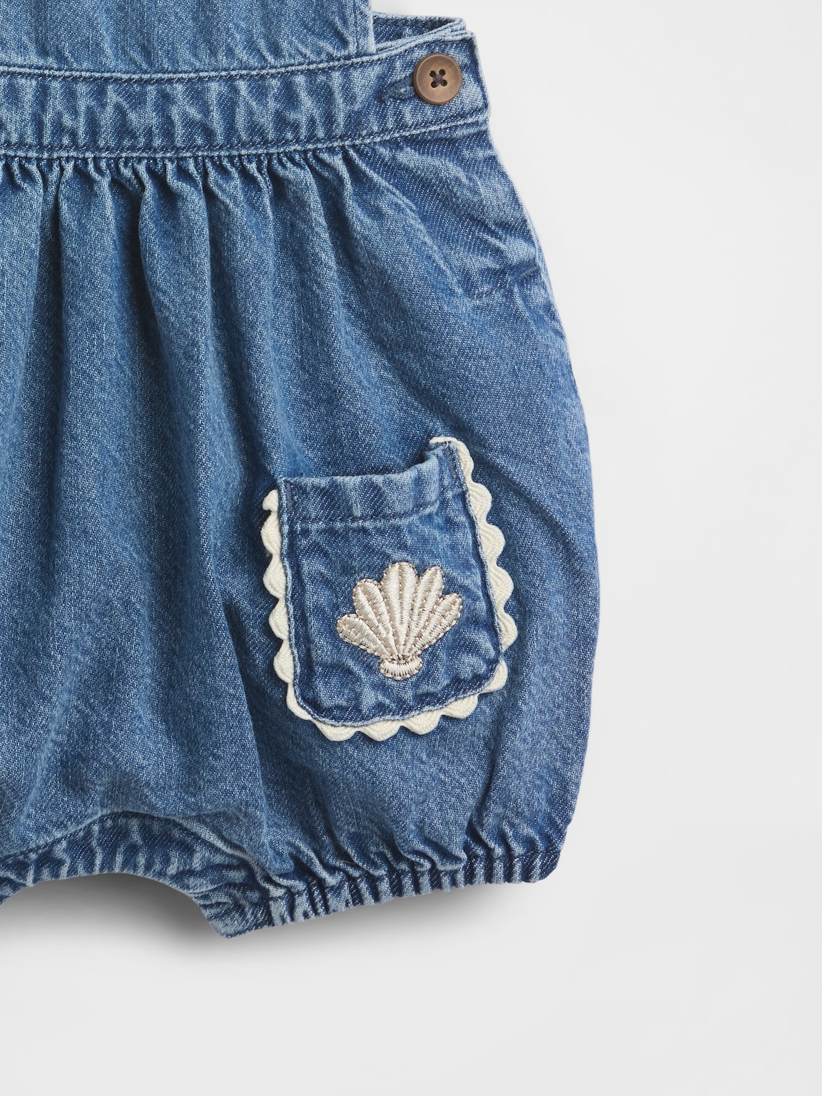 Baby Denim Shell Pocket Bubble Overalls