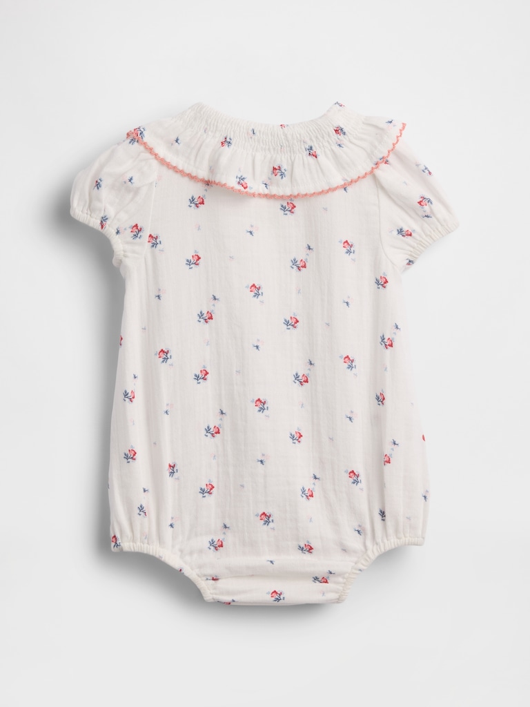 Baby Cotton Gauze Floral Collared Bodysuit