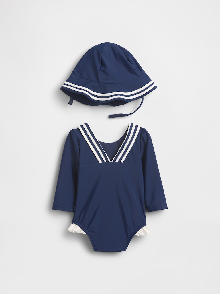 Baby Sailor Rash Guard Swim Set
