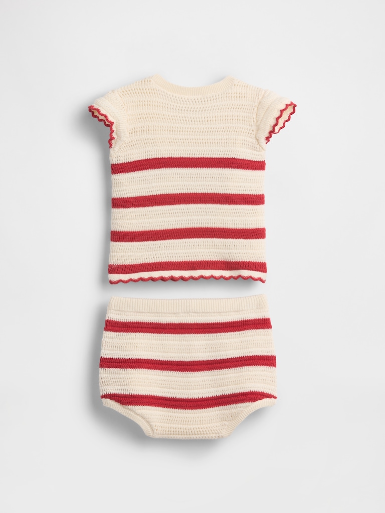 Baby Crochet Stripe Outfit Set