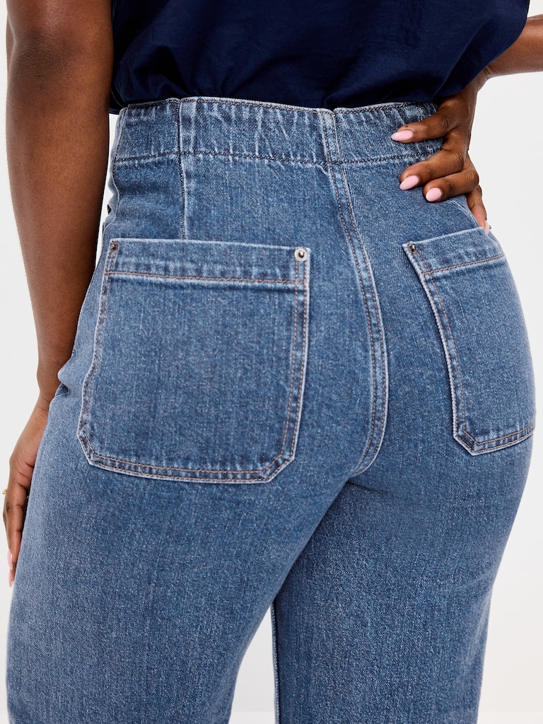 Curvy Extra High-Waisted Cuffed Wide-Leg Jeans