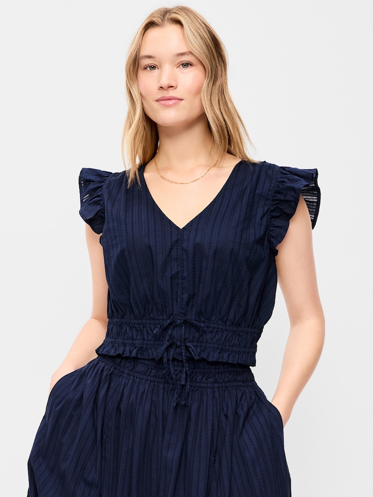 Flutter-Sleeve Crop Top