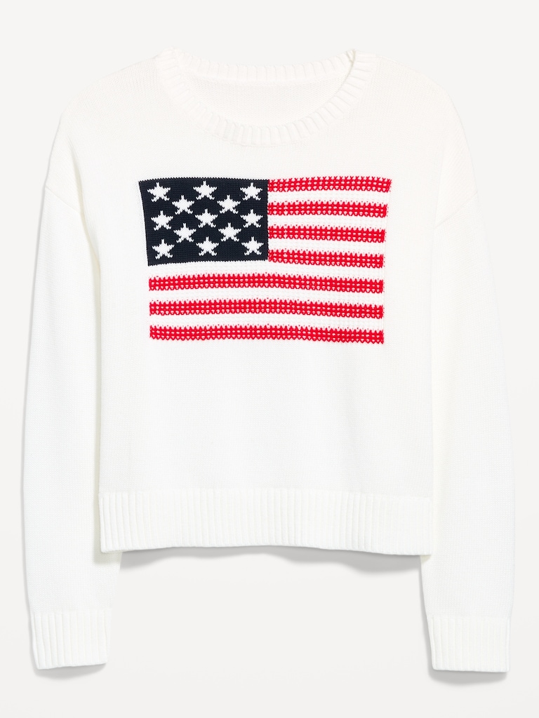 Seaside Cotton Long-Sleeve Flag Sweater