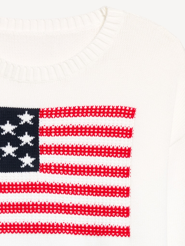 Seaside Cotton Long-Sleeve Flag Sweater