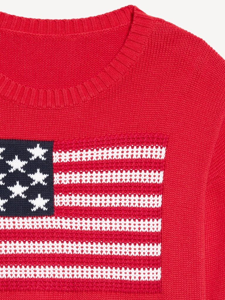 Seaside Cotton Long-Sleeve Flag Sweater
