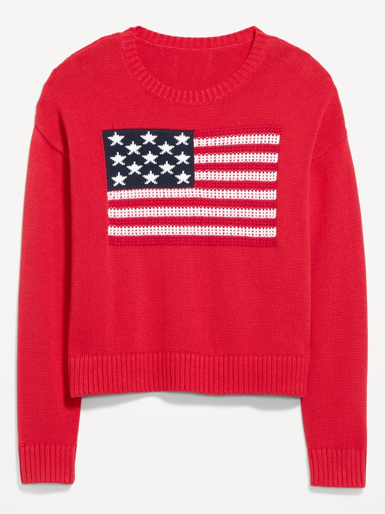Seaside Cotton Long-Sleeve Flag Sweater