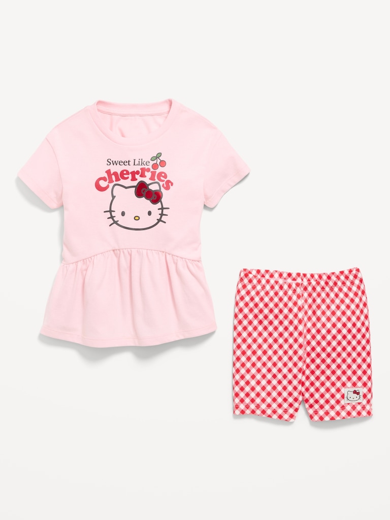 Hello Kitty® Short-Sleeve Graphic T-Shirt and Biker Shorts Set for Toddler Girls